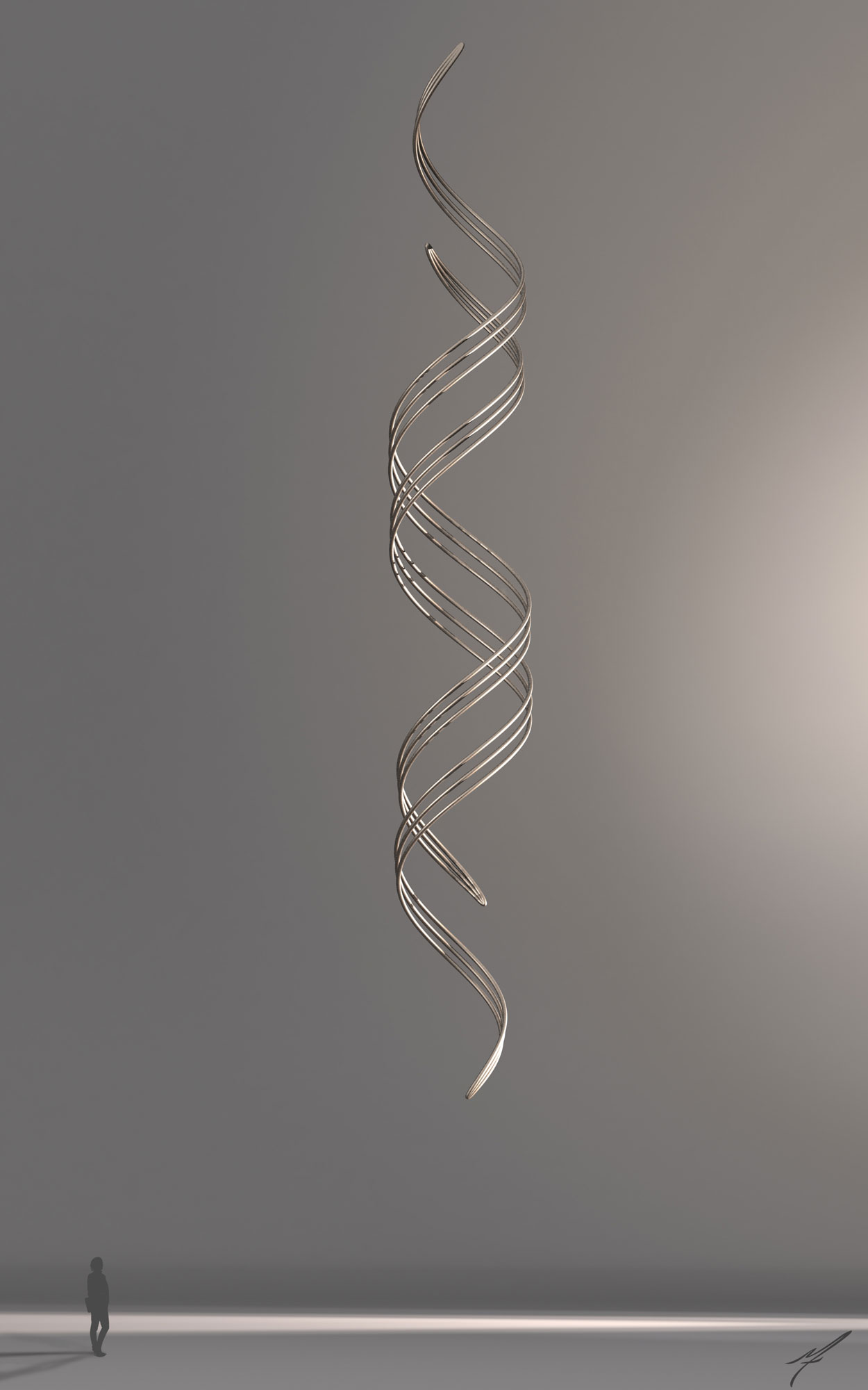 DNA Ribbon of Life Contemporary Sculpture Mike Fields Science Art Medical