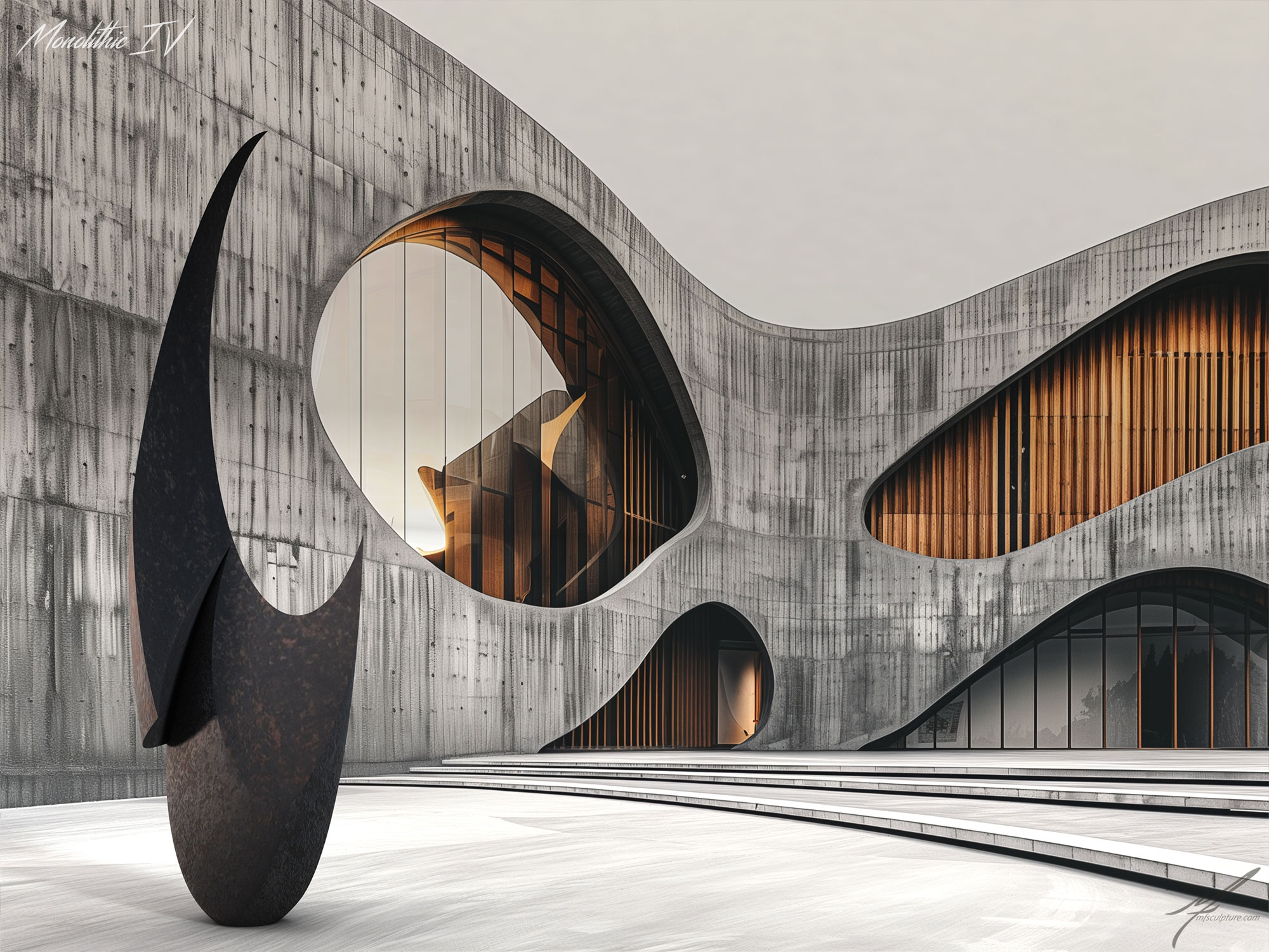 Monolithic Abstract Sculpture Public Art