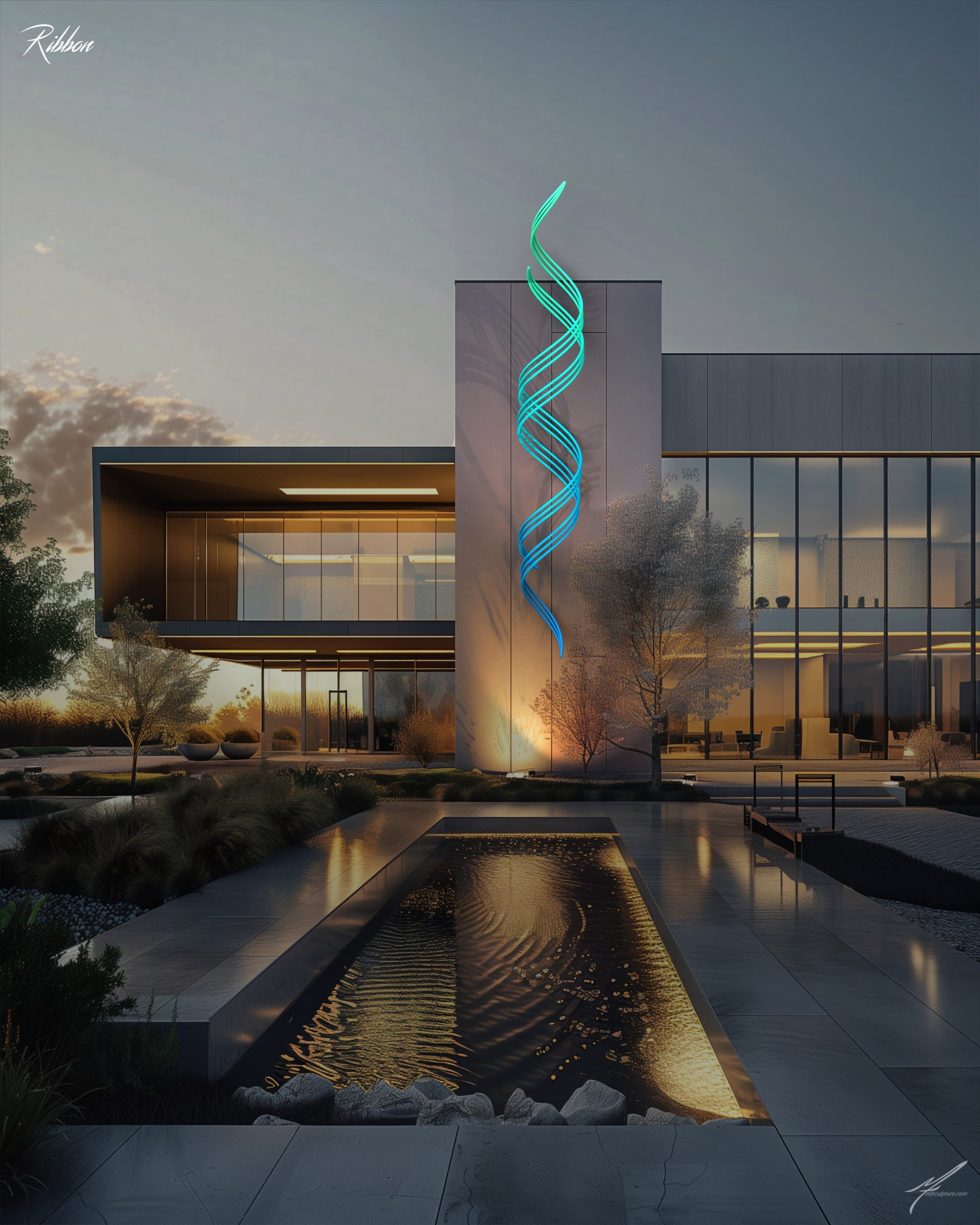 modern dna sculpture biotech campus wall art