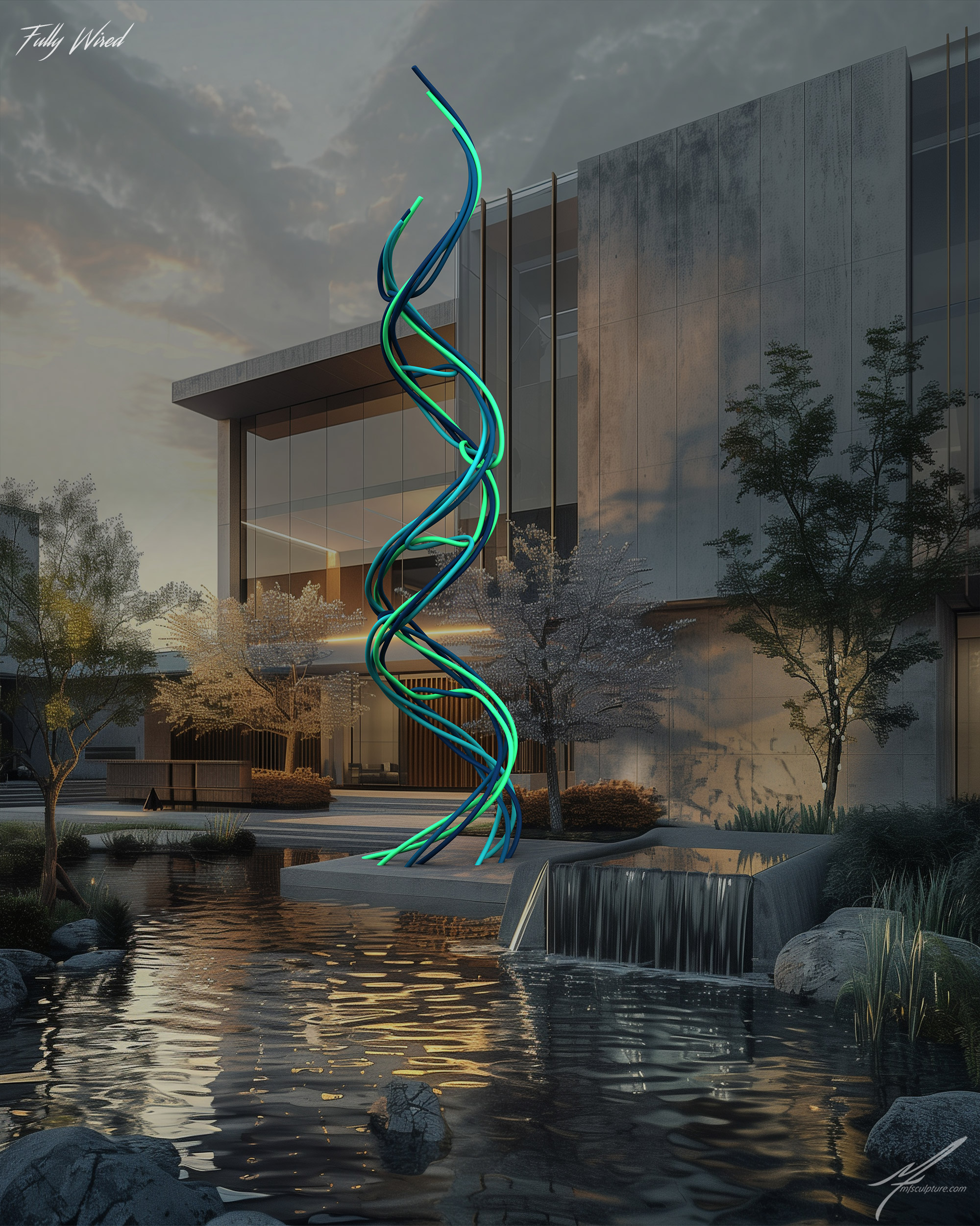 biotech dna sculpture modern architecture