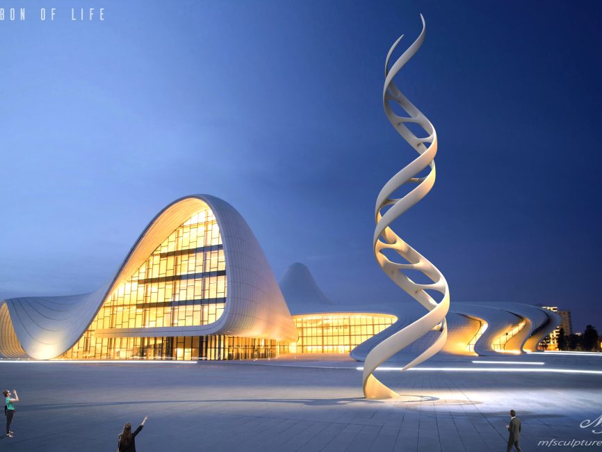 Heydar Aliyev Zaha Hadid Convergence Modern Sculpture Public Art DNA Ribbon of Life Science 3