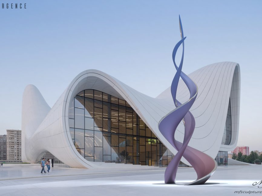 Heydar aliyev center baku zaha hadid Unity Modern Sculpture Emergence Monument 2