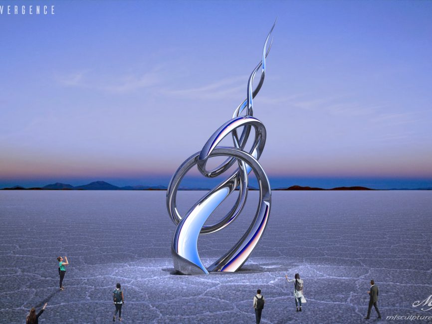 Salt Flats Contemporary Sculpture Stainless Steel Convergence 1