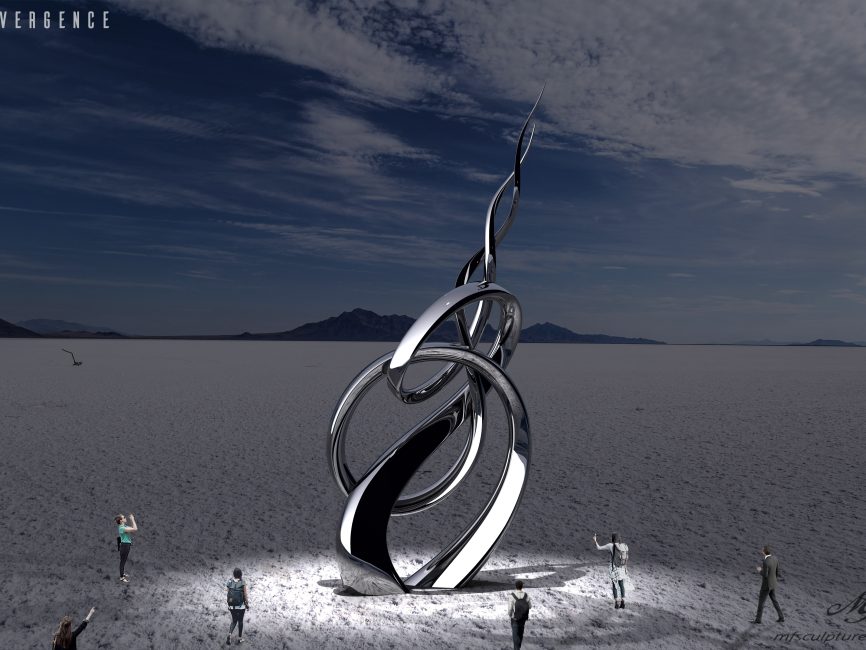 Salt Flats Contemporary Sculpture Stainless Steel Convergence 3