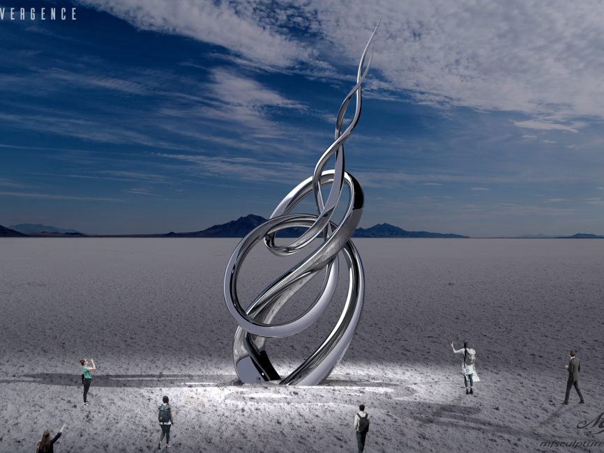 Salt Flats Contemporary Sculpture Stainless Steel Convergence 4