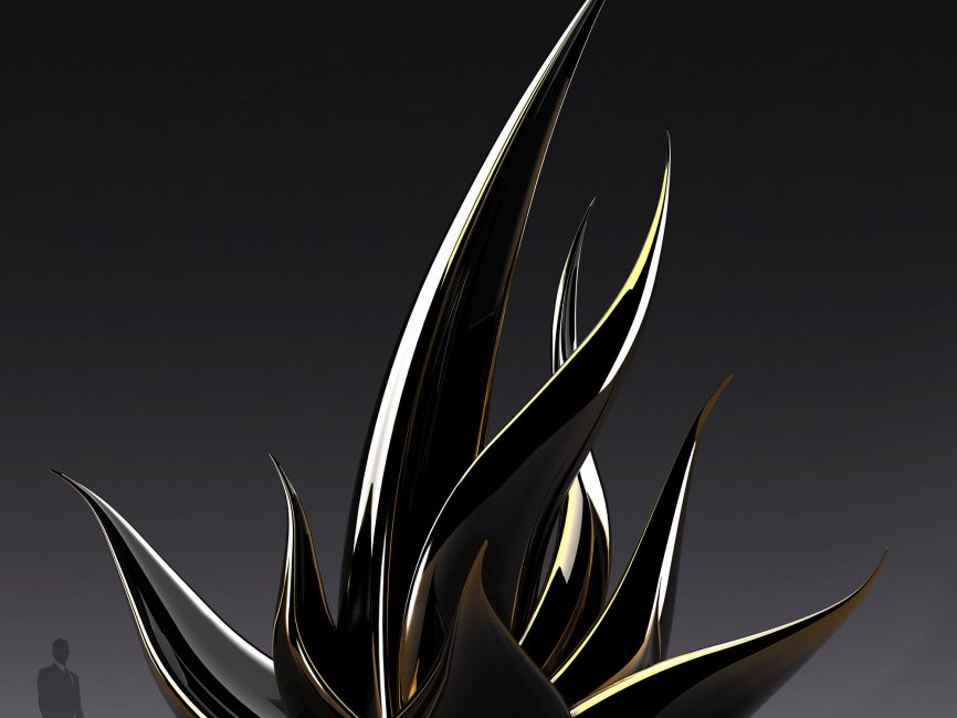 Succulent Contemporary Sculpture Desert Art Design Mike Fields black gold2