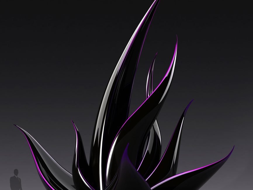 Succulent Contemporary Sculpture Desert Art Design Mike Fields black purple