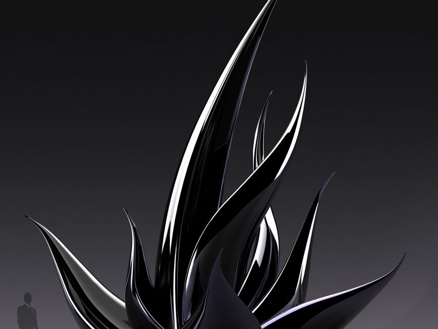 Succulent Contemporary Sculpture Desert Art Design Mike Fields black purple2