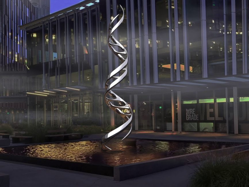 "Ribbon of Life" | DNA Double Helix Sculpture - Stainless Steel | Mike Fields